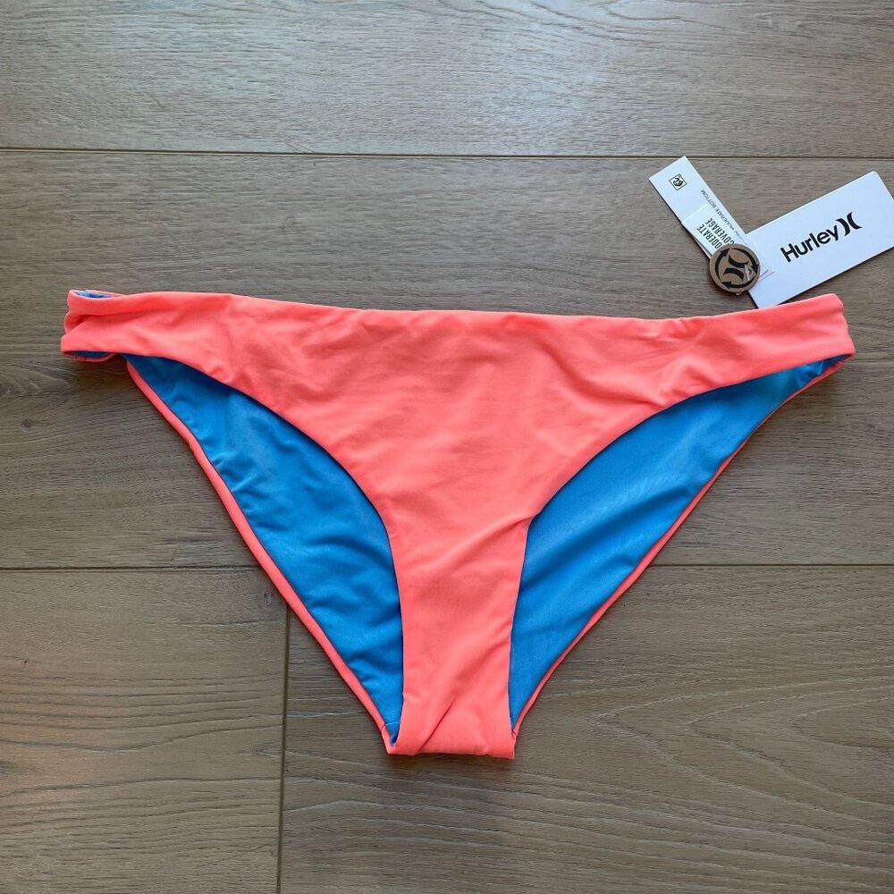 NEW Hurley Womens XL Solid Reversible Moderate Coverage Bikini Bottom Swimsuit‎
